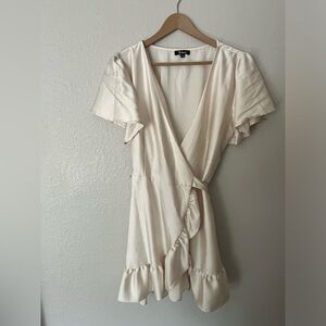 Trixxi off-white wrap mini-dress